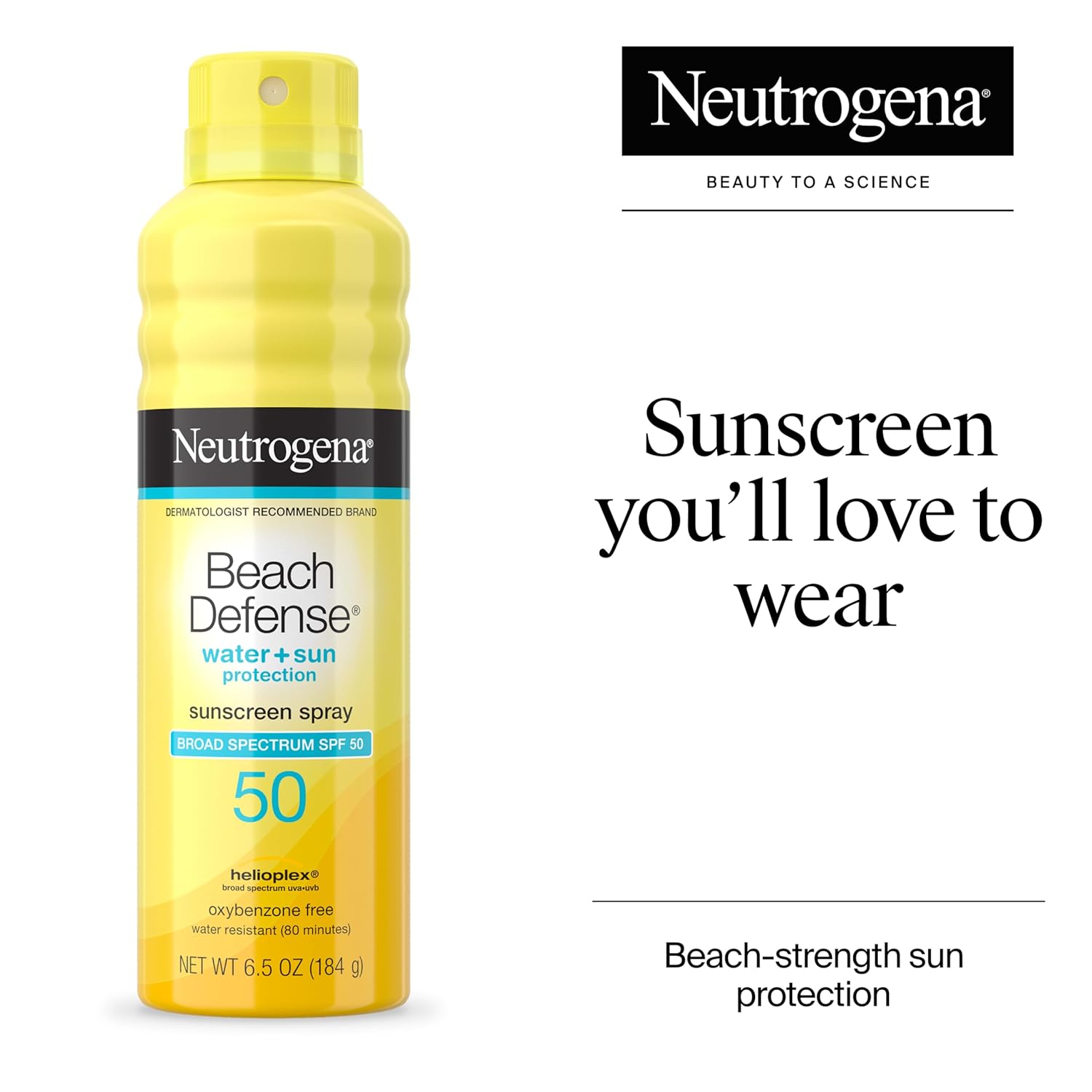 Neutrogena Beach Defense Sunscreen Spray SPF 50, Hawaii Reef Act 104 Compliant, Octinoxate & Oxybenzone Free, Broad Spectrum, Fast Absorbing & Lightweight, Face and Body Sunscreen, 6.5 Oz - Image 2