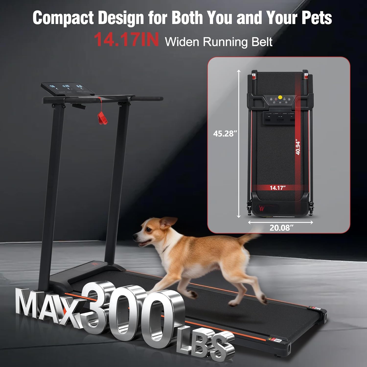 Merax Treadmill with Incline: 3.0HP Quiet Foldable Treadmills for Home, Portable Treadmills Walking Pad with Handle Bar, Walking Pad Treadmill for Running and Jogging with 300 LBS Capacity - Image 4