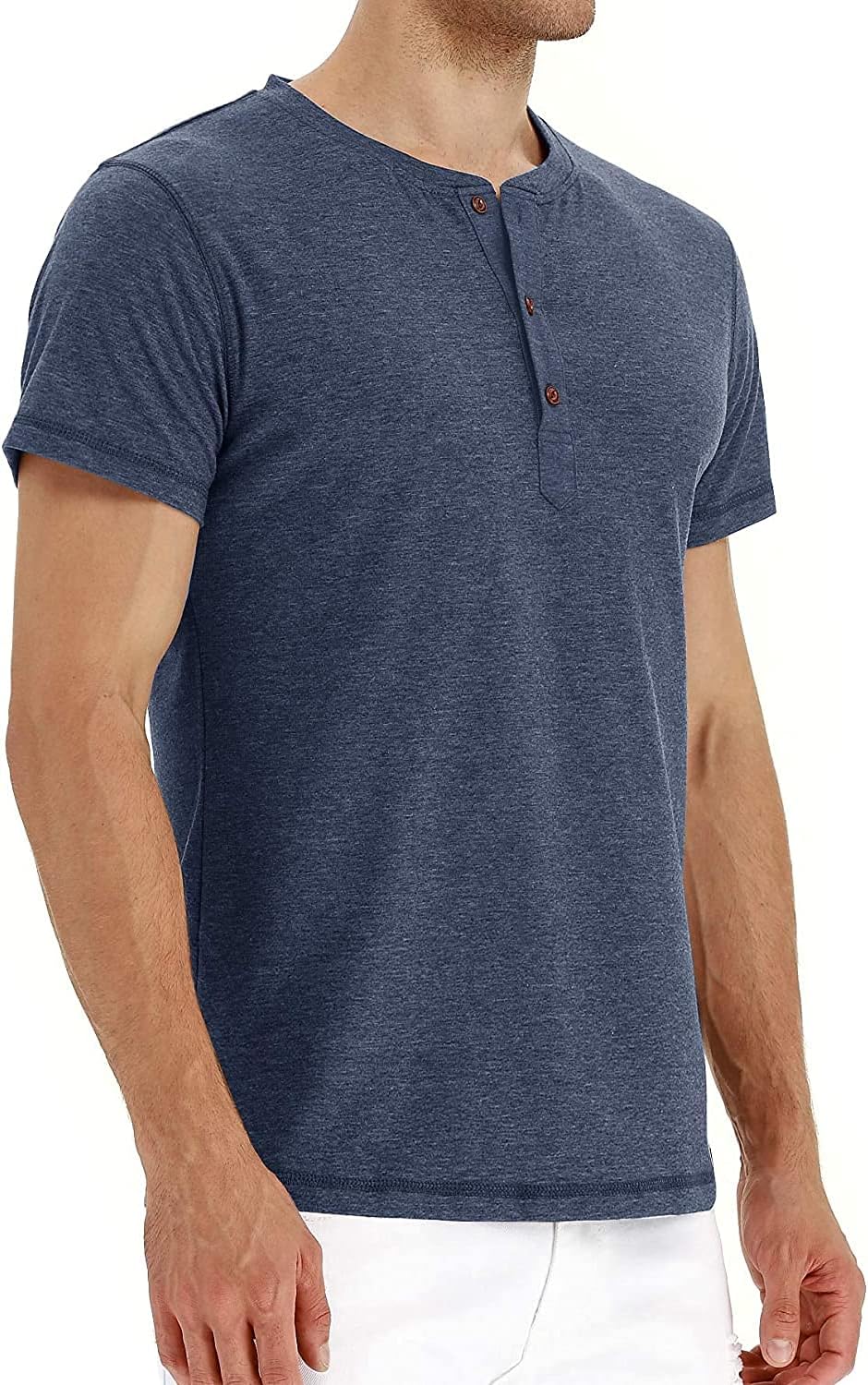Sailwind Mens Henley Short Sleeve T-Shirt Cotton Casual Shirt - Image 2