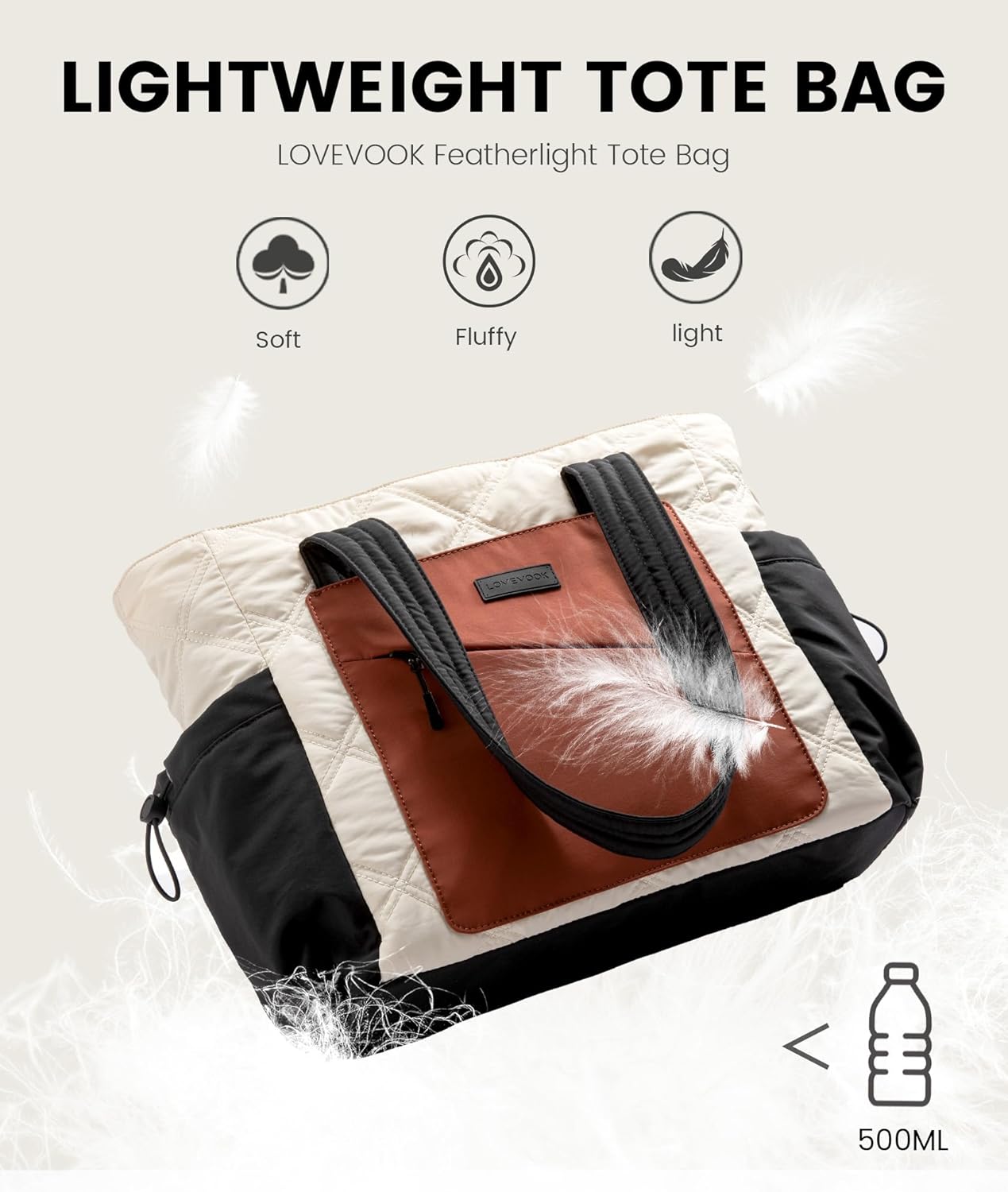 LOVEVOOK Tote Bag for Women, puffer tote bag for Work Travel Nurse, Lightweight quilted Bags with Compartments - Image 3