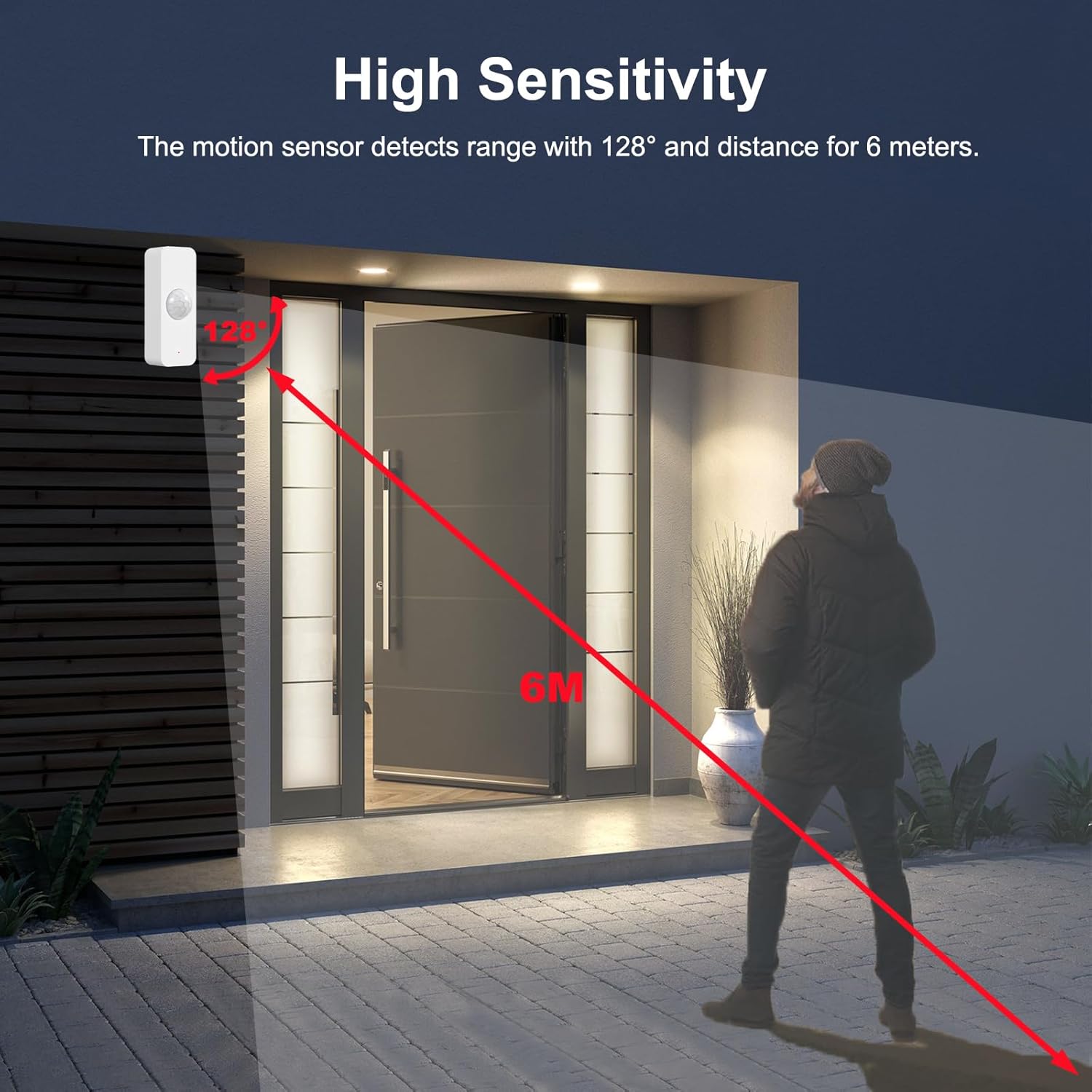 WiFi Motion Sensor, Smart Motion Detector for Home Security, Wireless Motion Sensor App Remote Monitor, Voice Command Compatible with Alexa. 1 Pack - Image 3