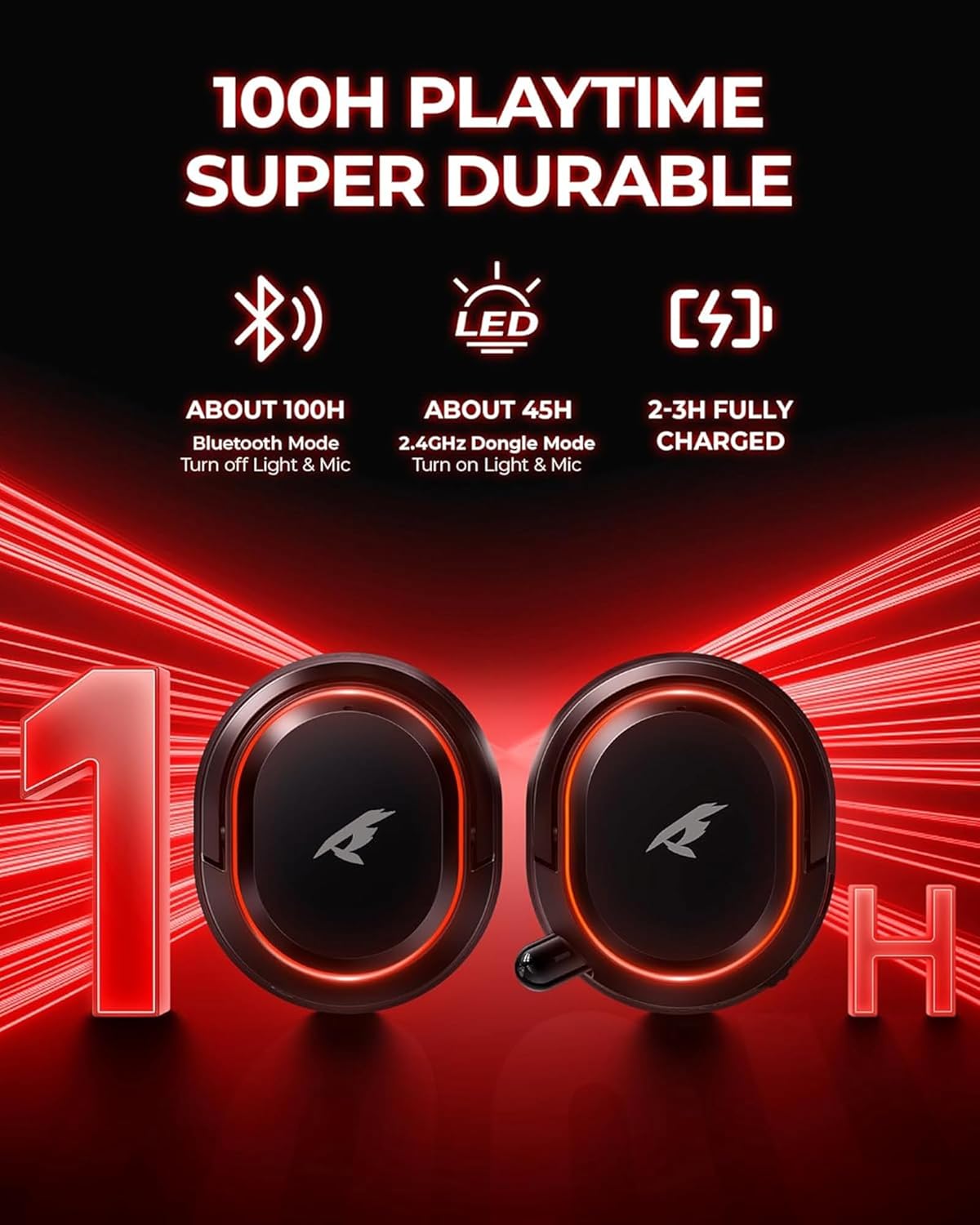 Wireless Gaming Headset, 7.1 Surround Sound, 2.4Ghz USB Gaming Headphones Bluetooth 5.4, 100-Hr Noise Canceling Mic RGB Light, Wireless Headset for PC PS5 PS4 Mac Switch, ONLY Wired Mode Suit for Xbox - Image 3