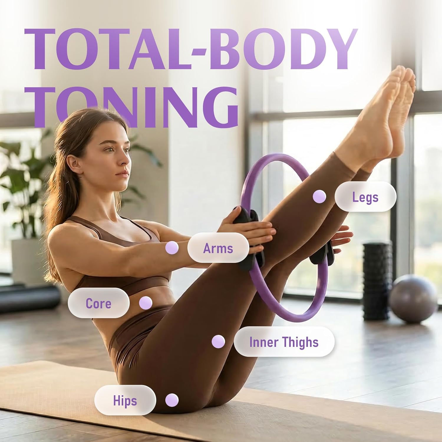 JKSHMYT Pilates Ring Fitness Circle for Women, Pilates Equipment – 14.5" Home Magic Exercise Workout, Better me Pilates Essentials Starter Set for Beginners Toning Shape Full Body - Image 2