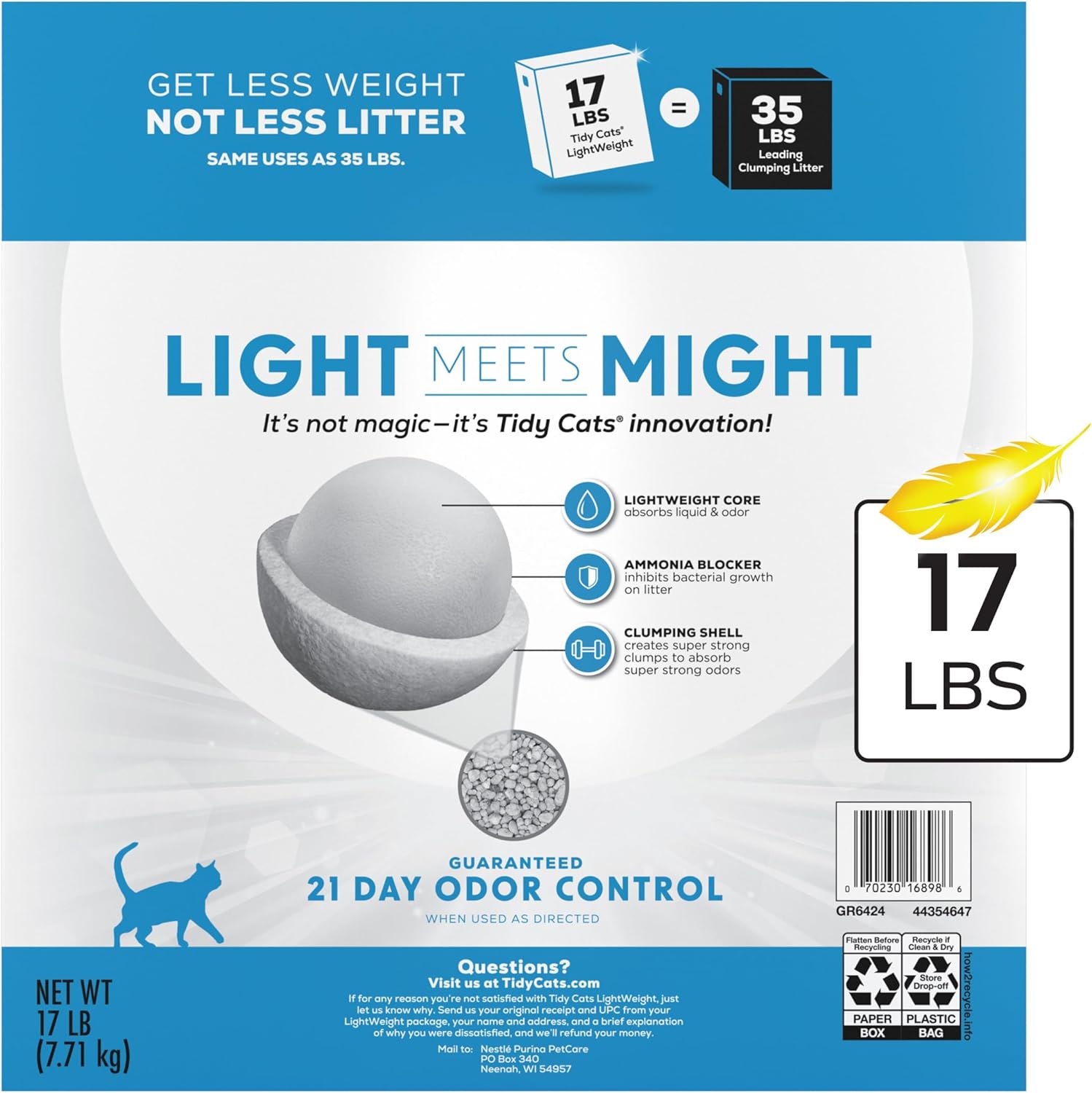 Purina Tidy Cats LightWeight Instant Action, Odor control, Multi-Cat, Clumping, 99.9 Percent Dust Free Cat Litter - 17 lb. Box - Image 8