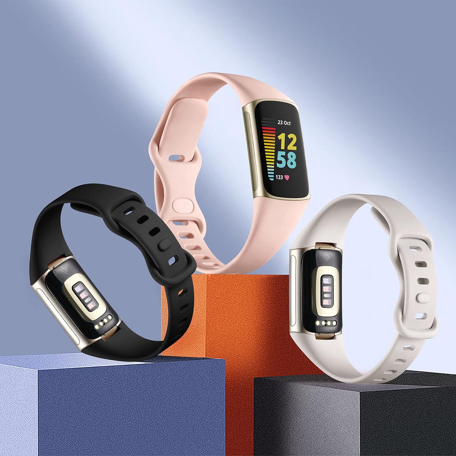 Maledan Slim Band Compatible with Fitbit Charge 5 Bands/Charge 6 Bands Women Men, Soft Silicone Adjustable Sport Band Wristbands for Fitbit Charge 5/Charge 6 Fitness Tracker, 3 Pack Black/Gray/Pink - Image 7