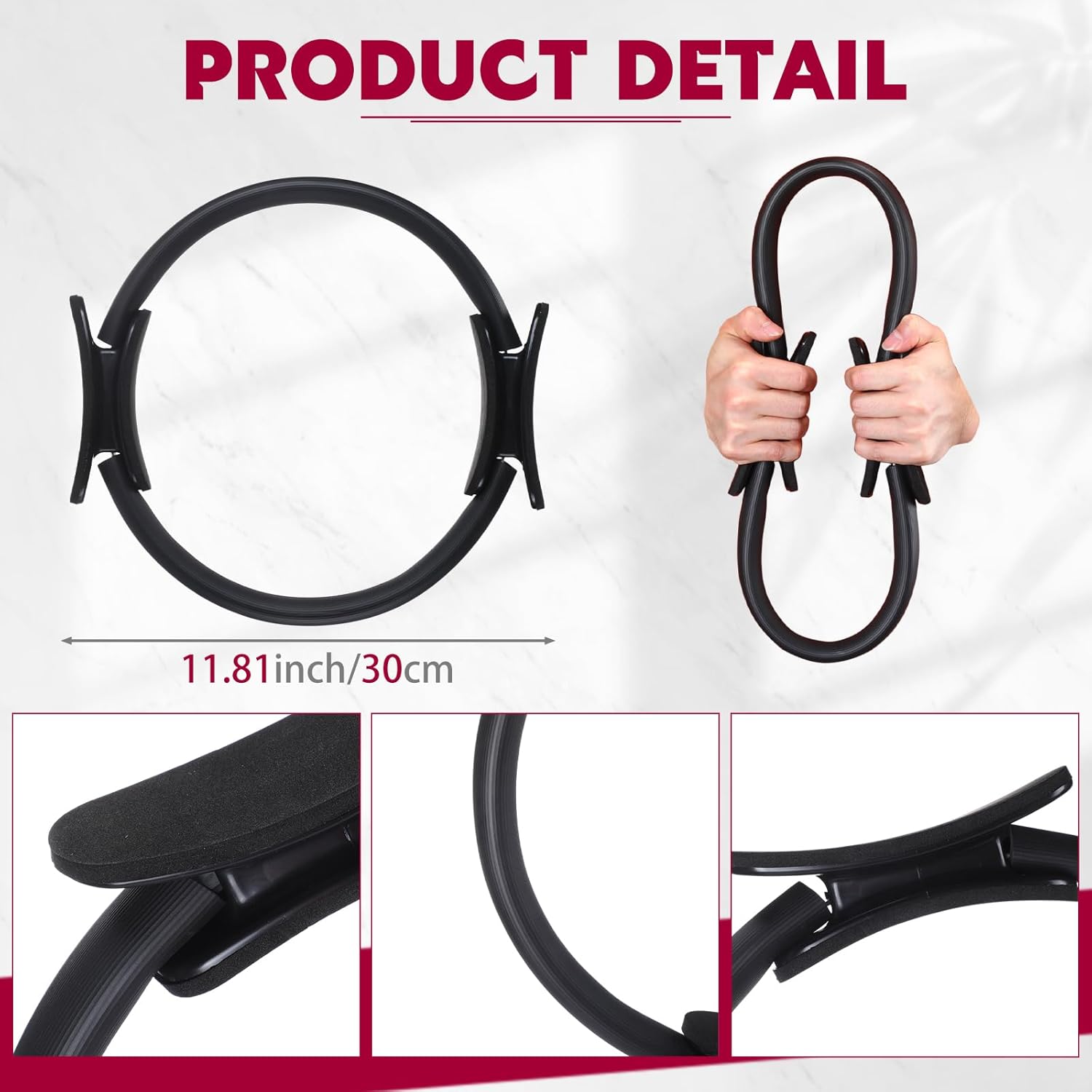 Syhood Pilates Ring 11. 81 Inch Pilates Circle Yoga Ring Magic Lightweight Flexible Workout Equipment for Fitness Physical Therapy Resistance Exercise Arms Legs - Image 2