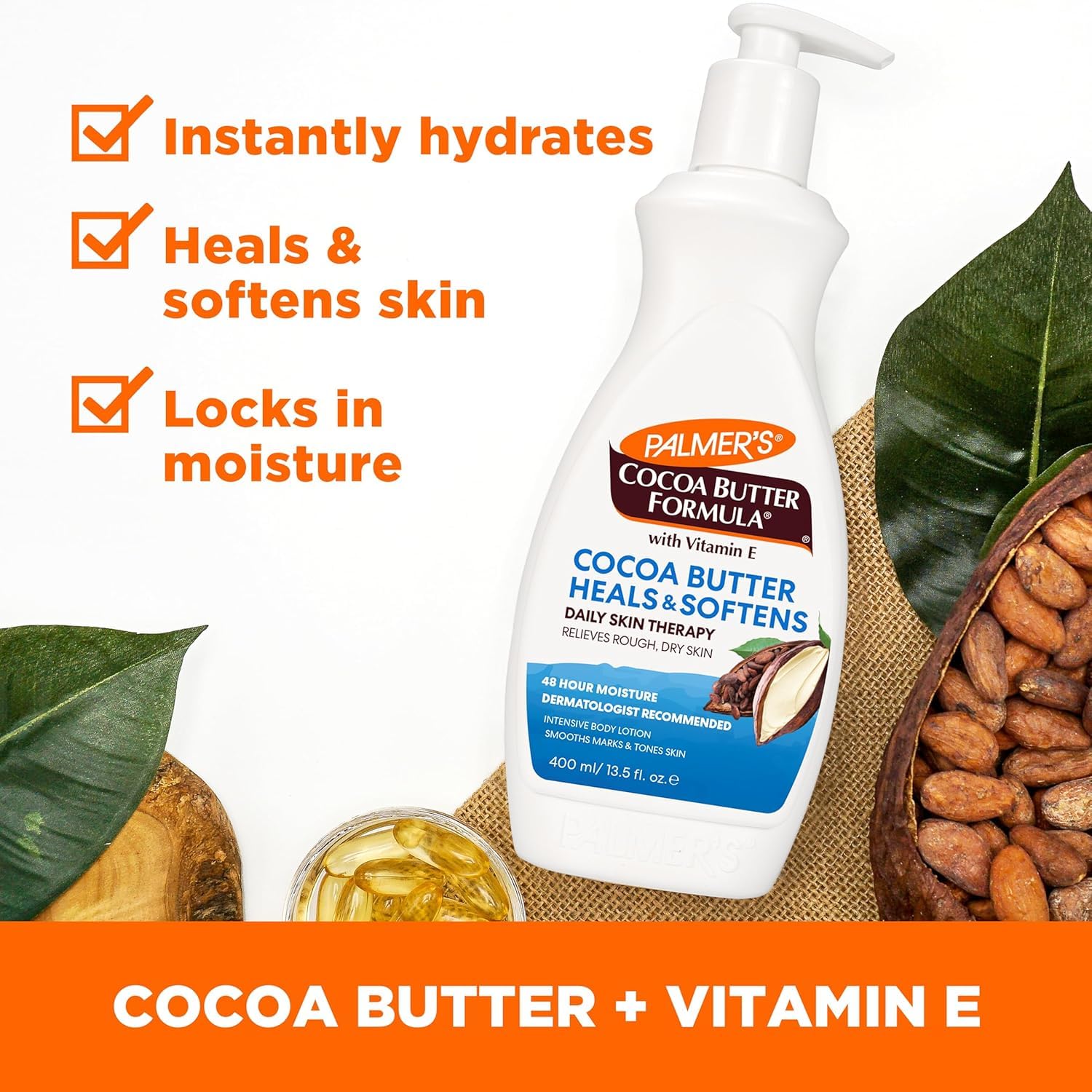Palmer's Cocoa Butter Formula Daily Skin Therapy Cocoa Butter Body Lotion for Dry Skin, Hand & Body Conditioner, Pump Bottle,13.5 Oz (Pack of 3) - Image 2
