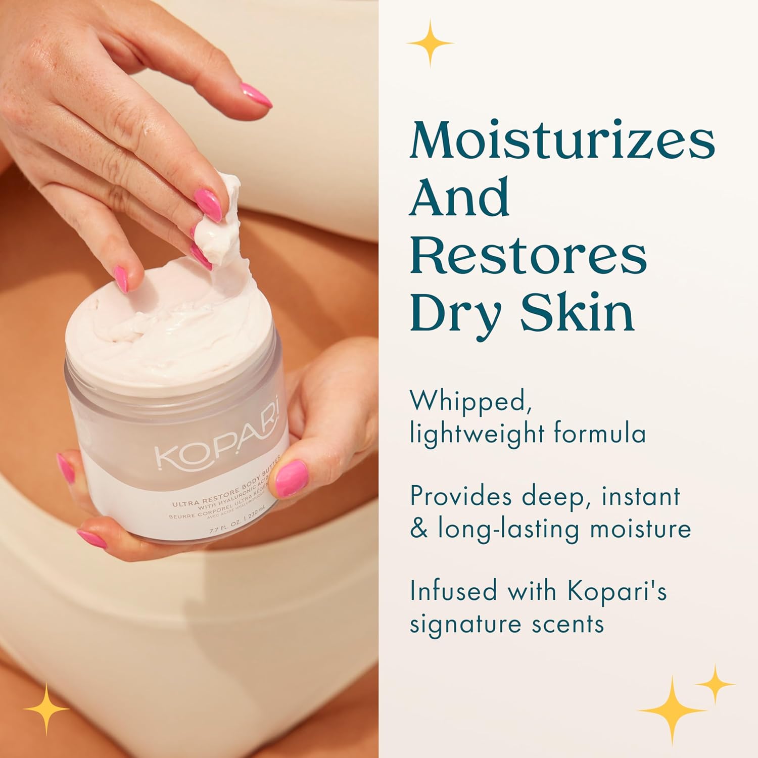 Kopari Ultra Restore Body Butter, Whipped Lightweight Formula, Hyaluronic Acid & Mango Seed Butter, Deep & Long-Lasting Moisture, Coconut 7.7 oz - Image 3