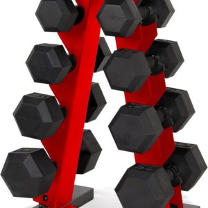 CAP Barbell 150 LB Coated Hex Dumbbell Weight Set with Vertical Rack | Multiple Options