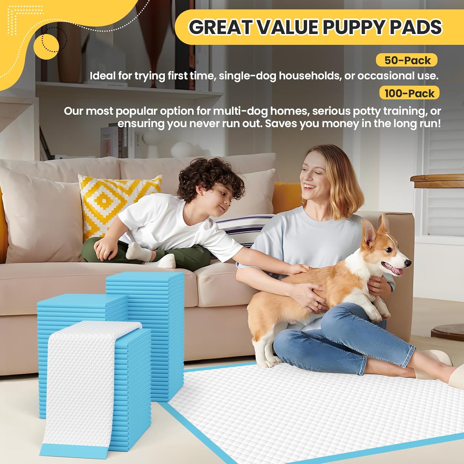 Extra Large Puppy Pads 50 Count | 30x26 Inch XL Potty Pads for Dogs | Super Absorbent Disposable Dog Pads Heavy Duty | Piddle Pads for Pet Training - Image 4