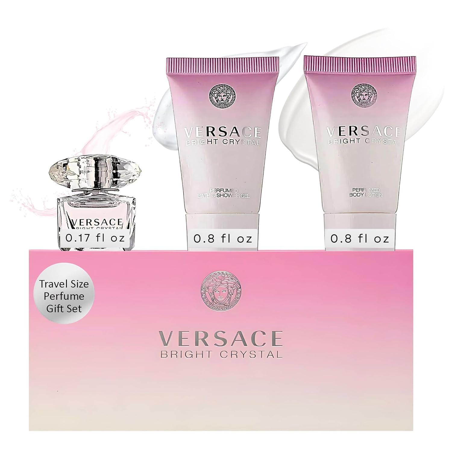 Versace Versace Bright Crystal By Versace for Women - 3 Pc Gift Set 5ml EDT Splash, 2x25ml Shower Gel, Body Lotion