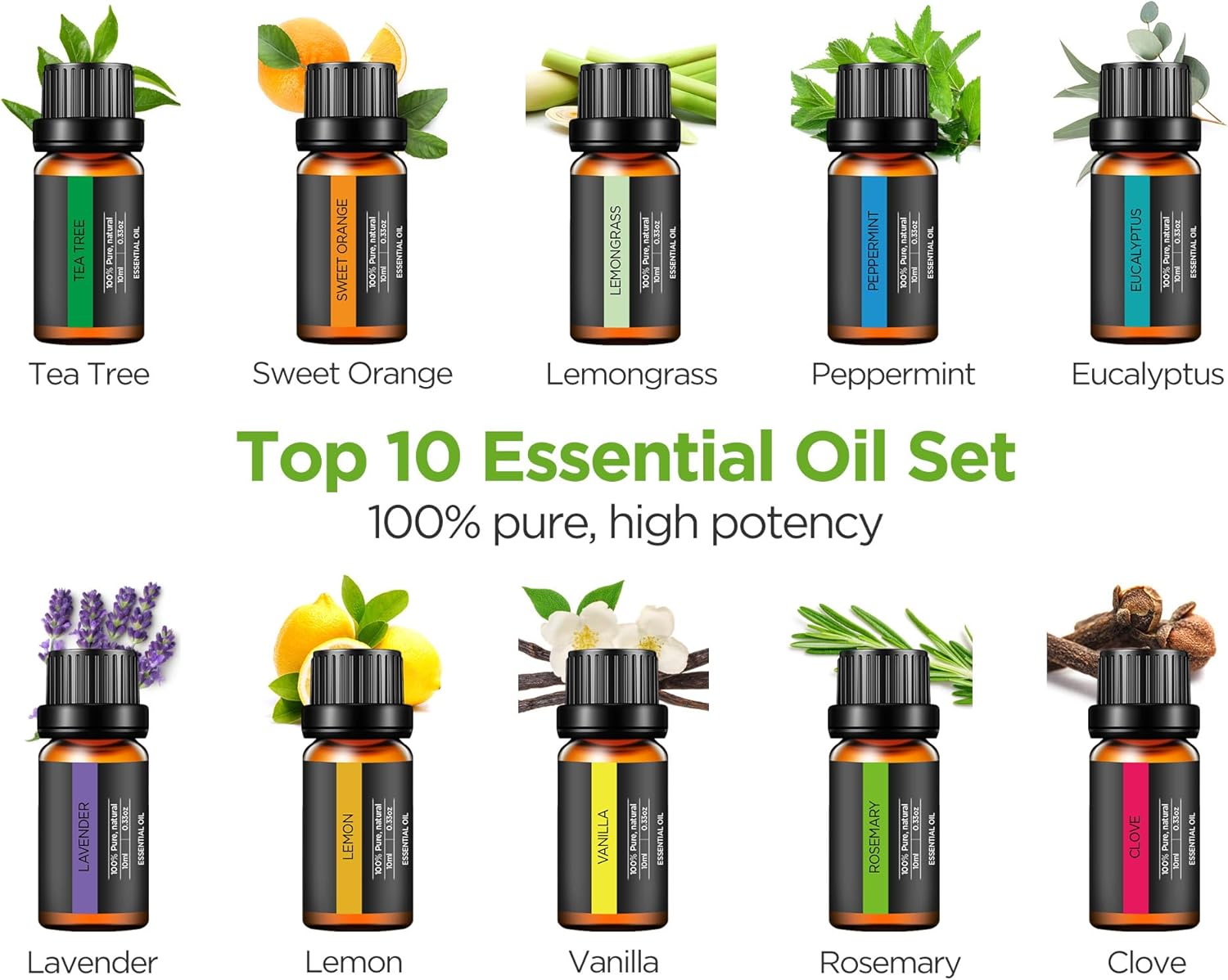 InnoGear Aromatherapy Diffuser & 10 Essential Oils Set, 400ml Diffuser Ultrasonic Diffusers for Home Cool Mist Humidifier with 4 Timers 7 Colors Light Waterless Auto Off, Dark Wood Grain - Image 7