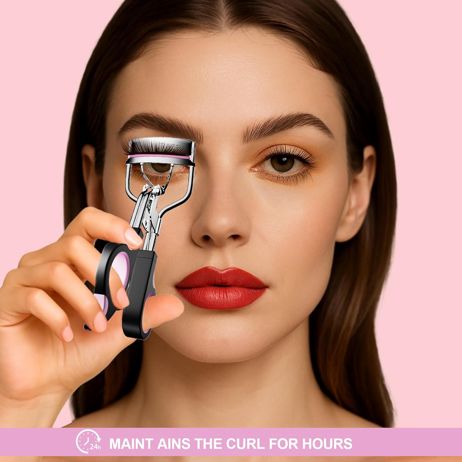 Eye Lash Curler with 6PCS Extra Replacement Strips, Whalrace Superior Curling Effect Eyelash Curlers, Easy & Comfortable to Grip and Use-Gpink - Image 6
