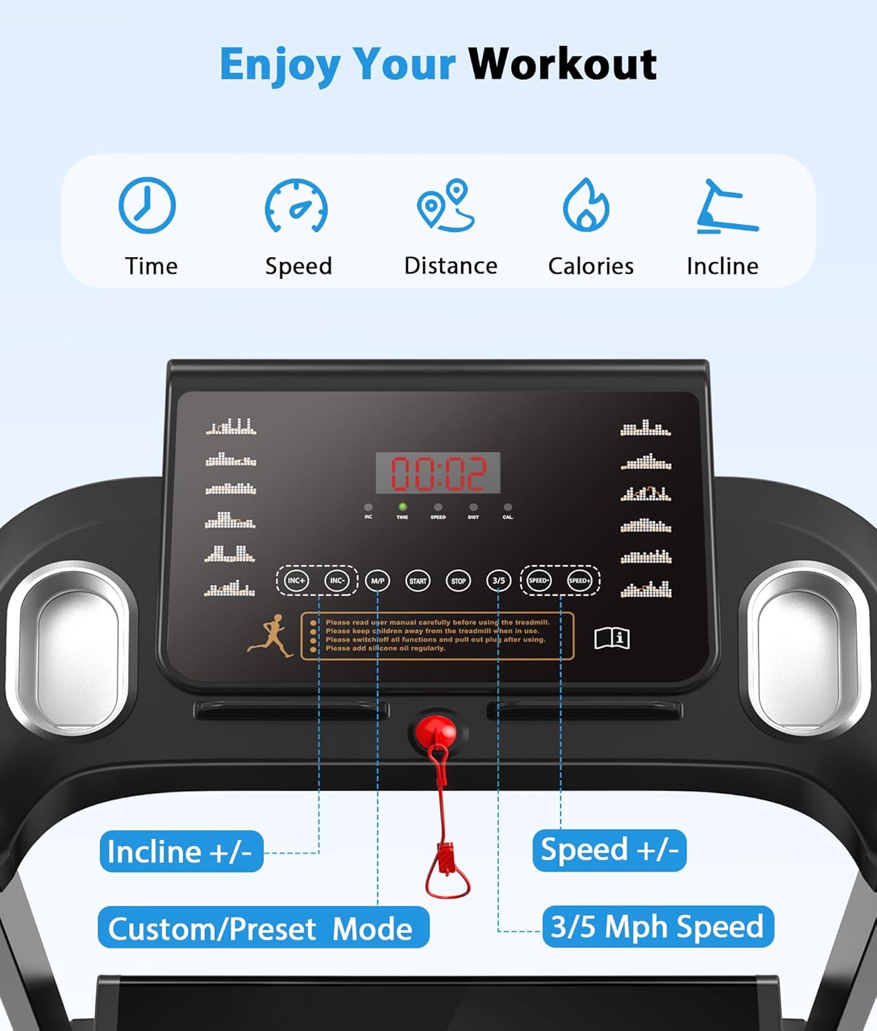 CIIHI Treadmill with 18% Auto Incline - 350 LBS Capacity Foldable Treadmill with Incline and App - Walking Running Machine for Home - Image 3