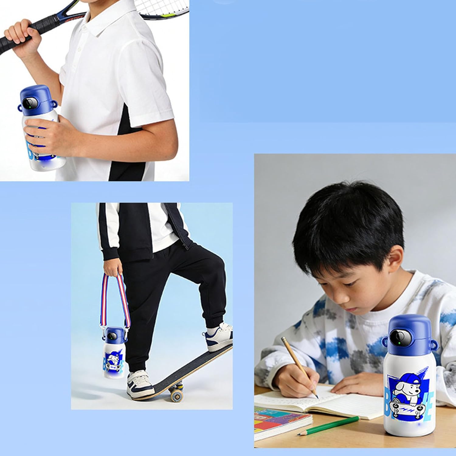 Smart Fingerprint Kids Water Bottle, 550ml Insulated Stainless Steel Vacuum Cup with Fingerprint Lock and USB C Charging, for Children School Outdoor Travel - Image 5