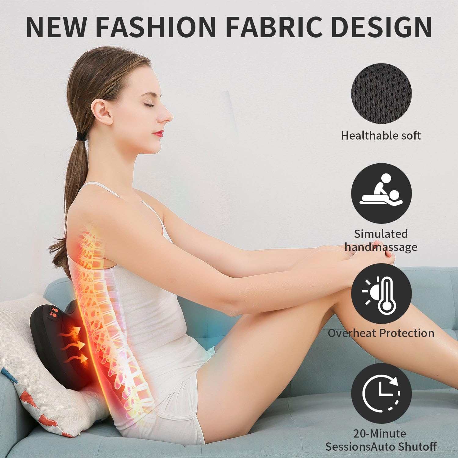 iKristin Back Massager, Shiatsu Neck Massager with Heat, Electric Back Massager for Shoulder, Back, Leg, Deep Tissue Kneading Massage to Relief Muscles, Massage Pillow for Mom/Dad/Women/Men M - Image 2