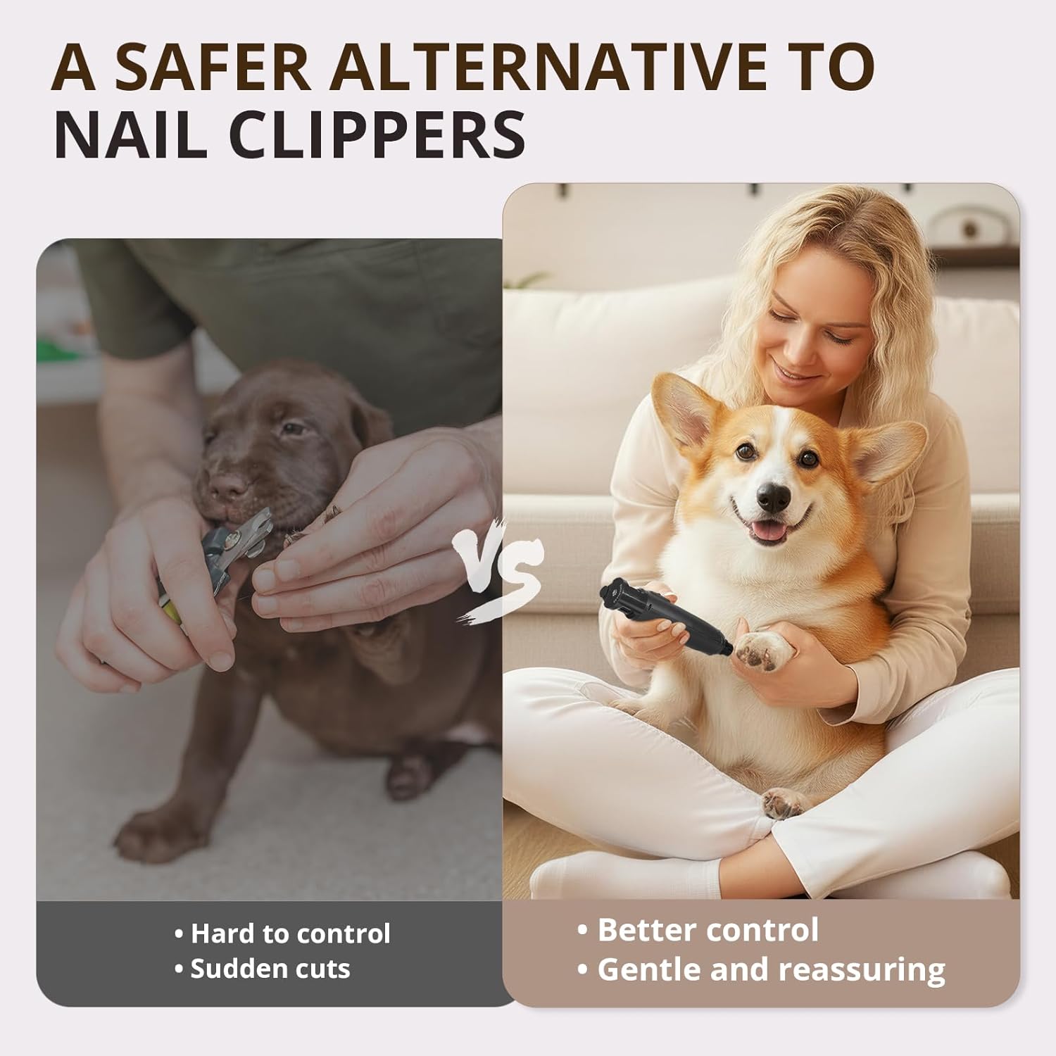 6-Speed Quiet Dog Nail Grinder with LED Light, Low-Vibration Electric Pet Nail Trimmer for Dogs and Cats, Safe Grooming Kit for Beginners, Complete Set with Storage Case - Image 6