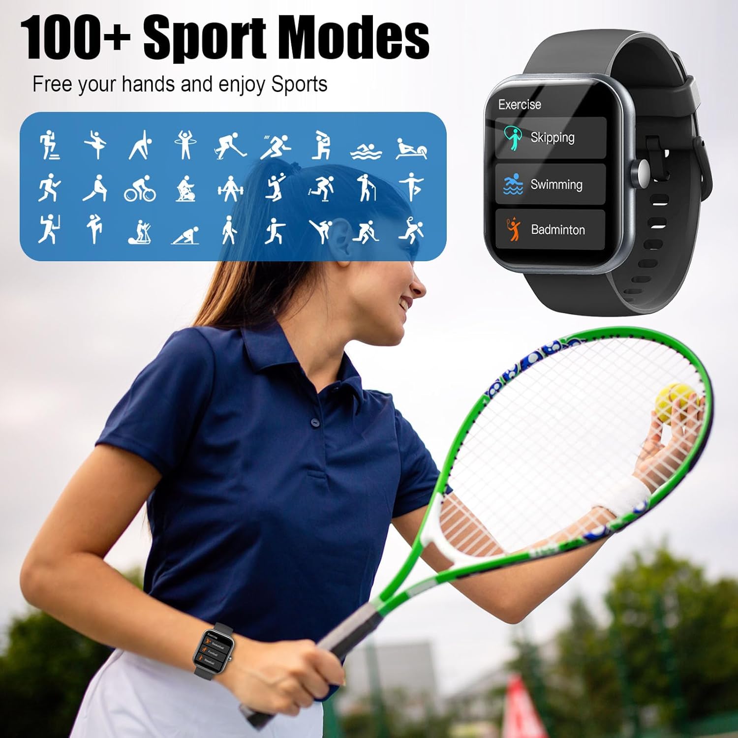 2026 Smart Watch for Men Women (Answer/Make Call), 1.96" HD Fitness Tracker Running Watch, IP68 Waterproof,Pedometer, Sleep/Step/Activity/Heart Rate Monitor,110+ Sport Mode Smartwatch for iOS Android - Image 5