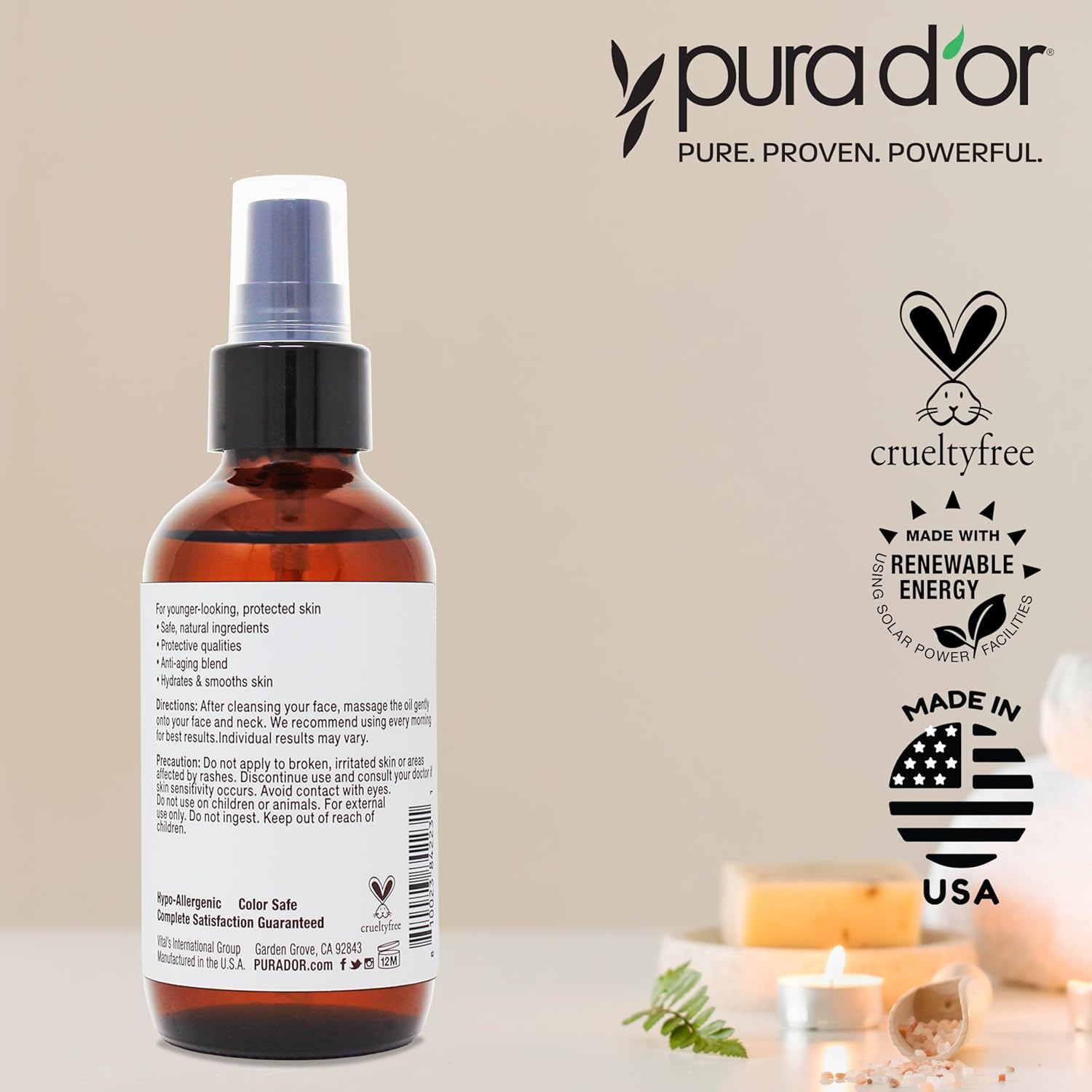 PURA D'OR 3.3 Oz ORGANIC AM Moisturizing Face Oil - Morning Glow Hydrating Skincare -Lightweight Moisturizer for Glowing Skin - All Natural, Vegan, Paraben-Free - Women & Men - Image 6