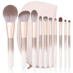 ENZO KEN Natural Hair Makeup Brush Set Professional, Fox Hair Makeup Brushes Set with Case, Glitter Make up Brushes Set Professional, Natural Makeup Brushes, Natural Bristle Makeup Brush – ORRA, White