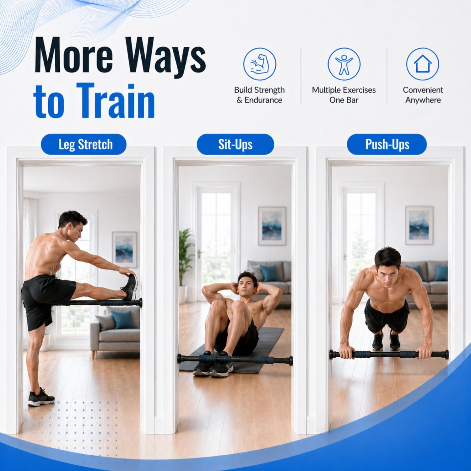 Pull Up Bar for Doorway, Adjustable Door Frame Pull Up Bar with 330 lbs Capacity, No Screw Chin Up Bar for Home Gym Strength Training, Fits 25"–39" Door Frames and Walls - Image 8