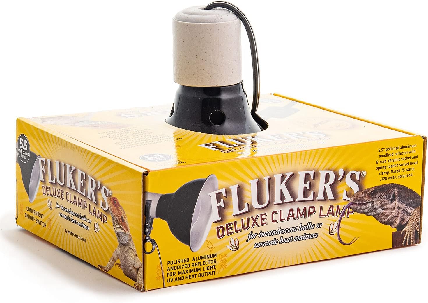 Fluker's Repta-Clamp Lamp, Heavy Duty Clamp Light For Reptile Tanks and Terrariums, UL/CUL Approved, Great for Reptile Basking, 75-Watt Maximum with On/Off Switch, 5.5" - Image 2