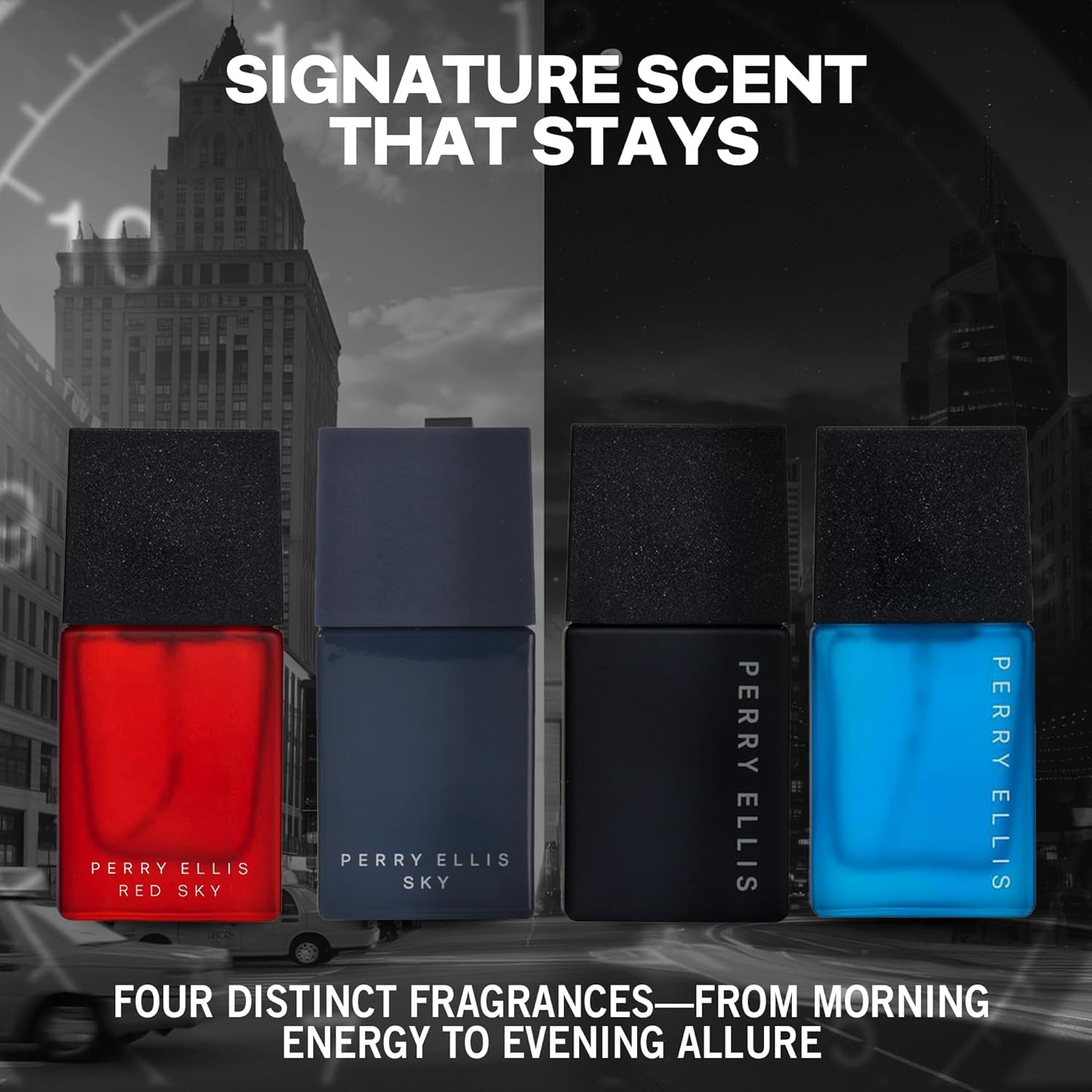 Perry Ellis Men's Mini Coffret Gift Set - Red Sky, Sky, Midnight, Pure Blue - 4-pack of .25 fl oz EDT mini travel sprays - Image 3