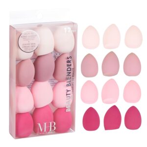 12pc Pastel Beauty Blender Set – Makeup Sponges for Foundation, Blush, Concealer, Eyeshadow, Contour & Highlighter | Soft Assorted Cosmetic Blender Value Pack for Women – Soft