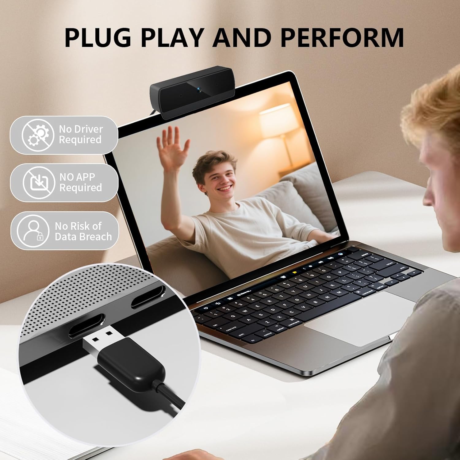 HD 1080p Webcam with Microphone, USB Computer Web Camera, Streaming Camera, Noise Reduction, Auto Light Correction, Plug & Play for PC/Laptop, Works with Zoom, Skype, Teams - Image 6