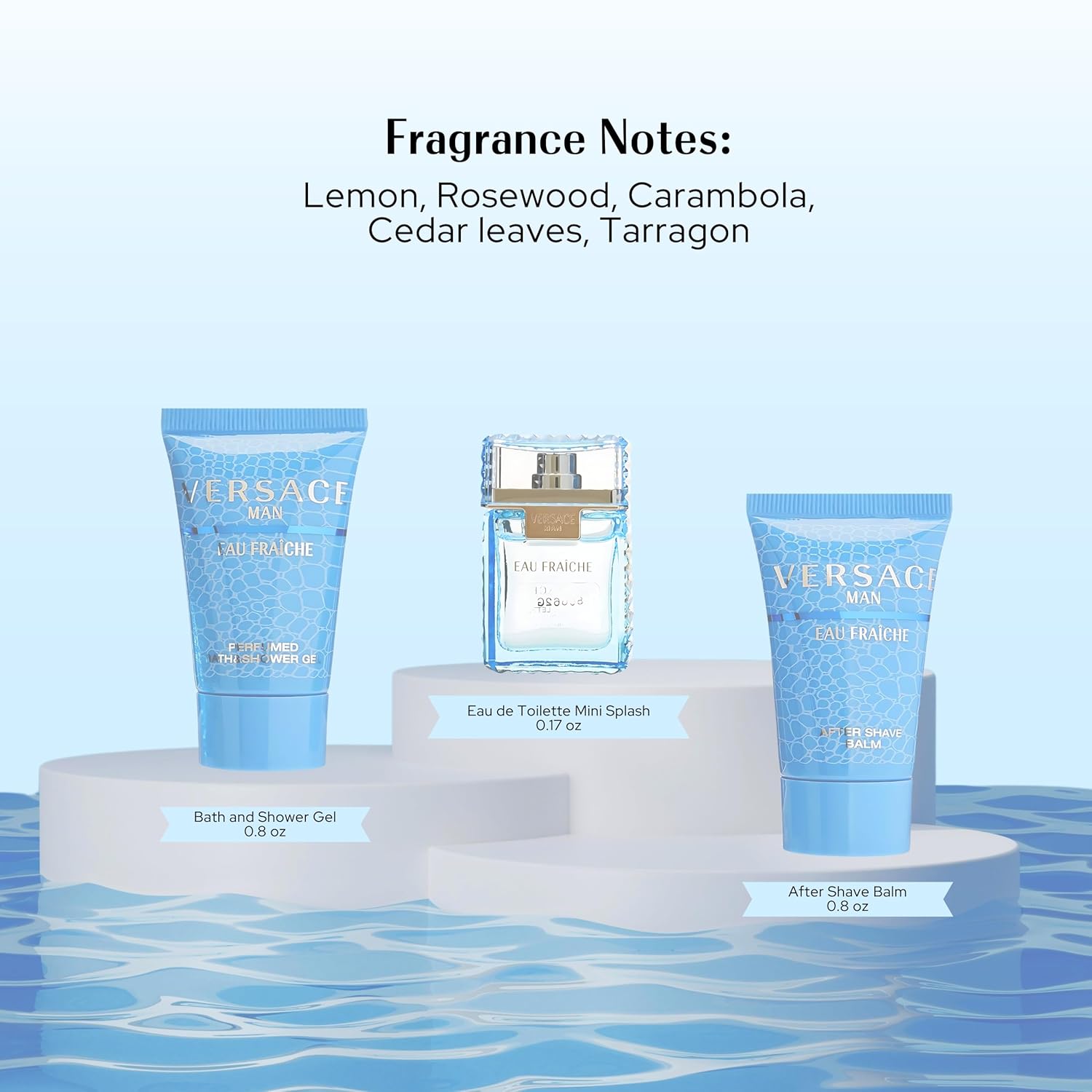 Versace Man Eau Fraiche By Gianni Versace For Men Edt .17 Oz Mini & After Shave Balm .8 Oz Mini & Shower Gel .8 Oz Mini - Image 2