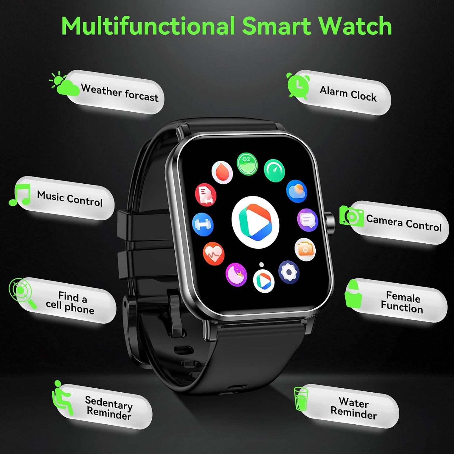 Smart Watch for Men Women, 1.85" HD Fitness Tracker with Bluetooth Calls, 24/7 Heart Rate/Sleep Monitor, 130+ Sport Modes, 5 ATM Waterproof, Pedometer, Calories, Smartwatch for Android iOS (Black) - Image 8