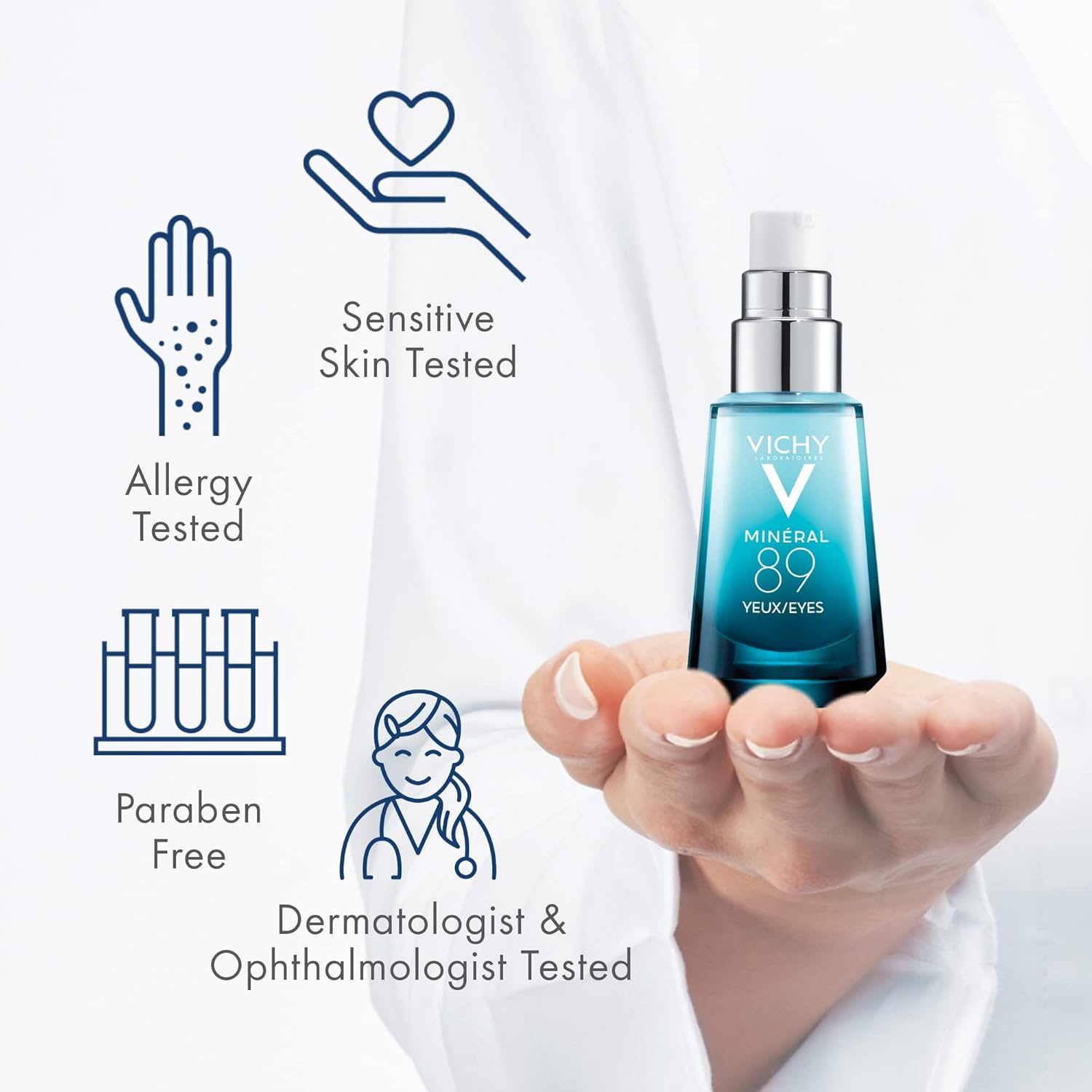 Vichy Mineral 89 Eye Serum, Hyaluronic Acid and Caffeine Cream, Under Eye Cream For Dark Circles, Hydrating & Puffiness Reducer, Opthalmologist Tested - Image 5