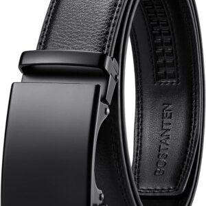 BOSTANTEN Mens Belt Leather Ratchet Belt For Men Dress and Casual with Adjustable Buckle, Trim to Fit