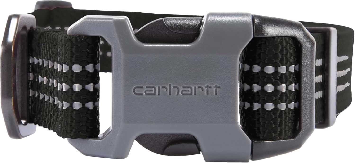 Carhartt Nylon Webbing Dog Collar, Fully Adjustable W/Durable Side Release Buckle and Reflective Stitching, Black, Medium - Image 2