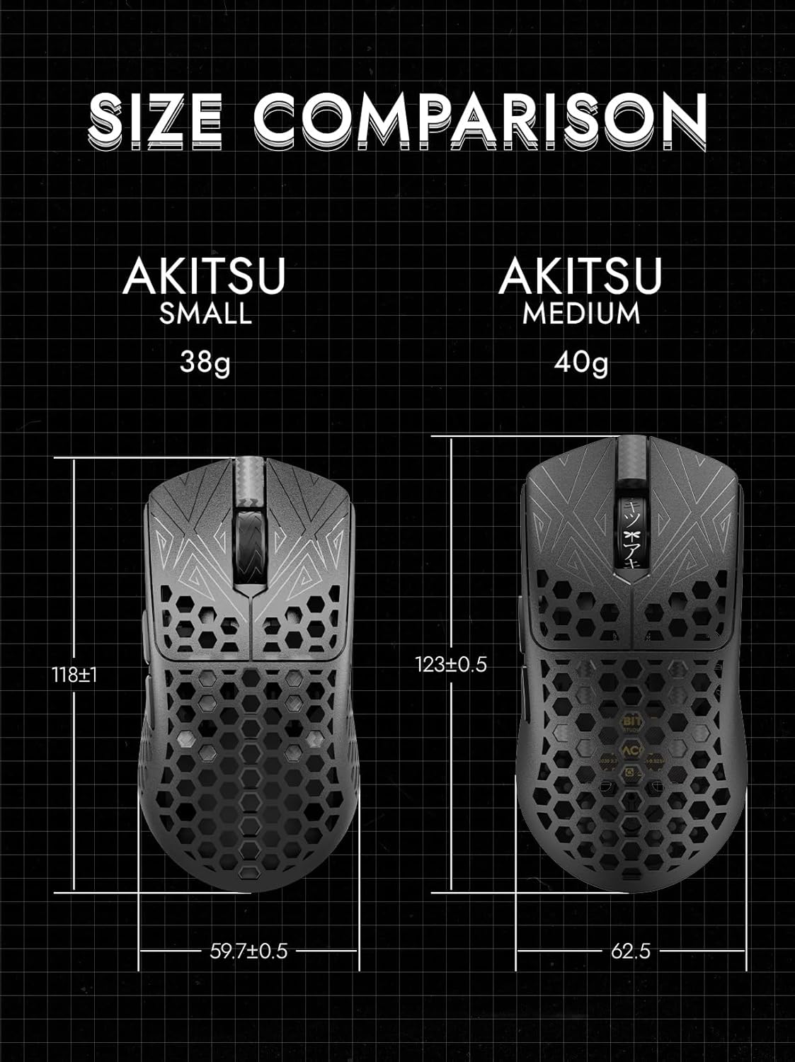 Tenko ARBITER Akitsu Medium Carbon Fiber Gaming Mouse - Ultra-Light 40g, Wireless 8K Polling, 30K DPI, PIXART 3950 Sensor, 60Hr Battery, LCD Receiver Display - White - Image 4