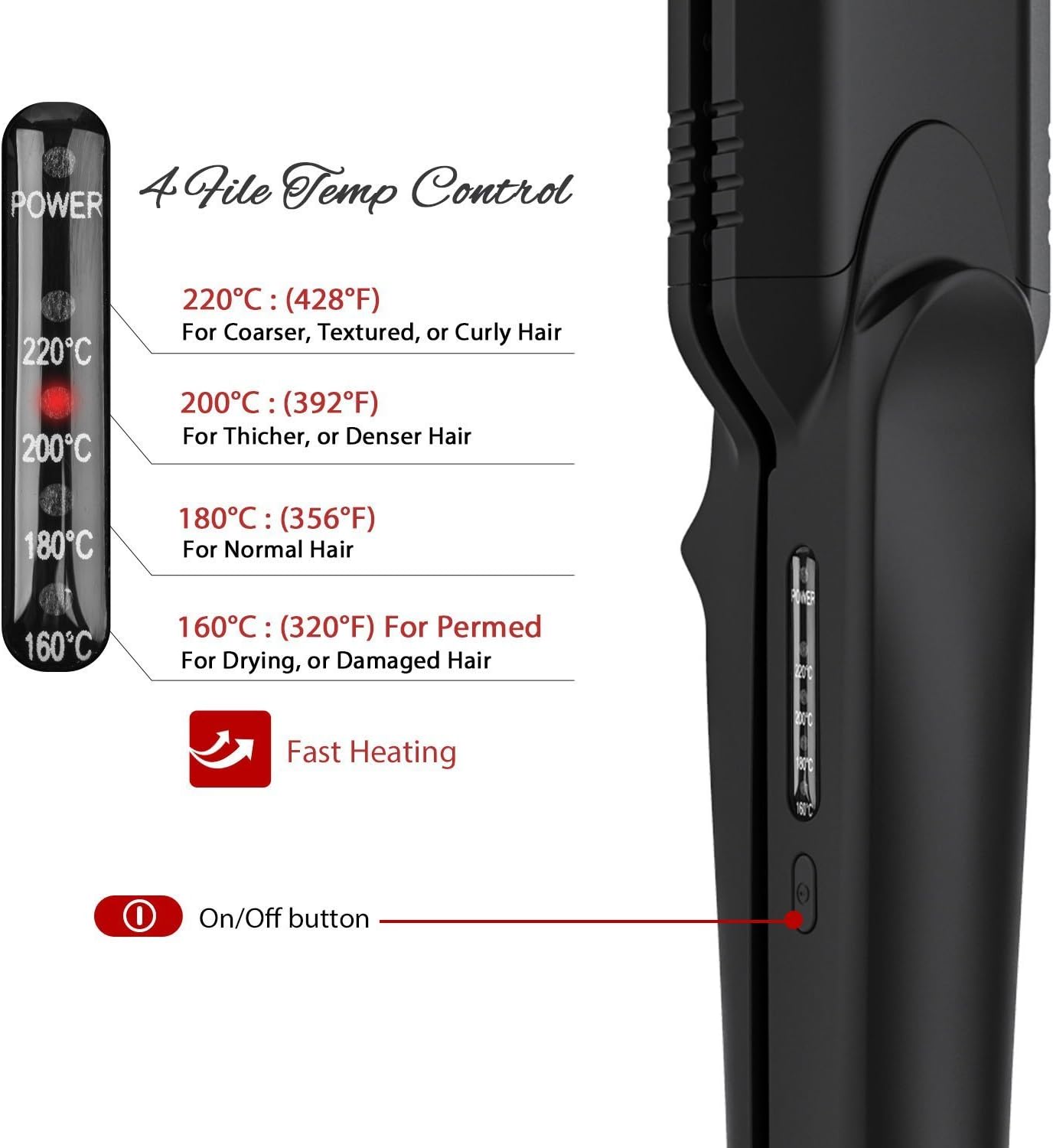 Pulla Hair Straightener and Crimper - 4 in 1 Tourmaline Ceramic Flat and Curling Iron for Hair Styling with Adjustable Temperature - Salon High Heat 320°F - 430°F for All Hair Types - Image 4