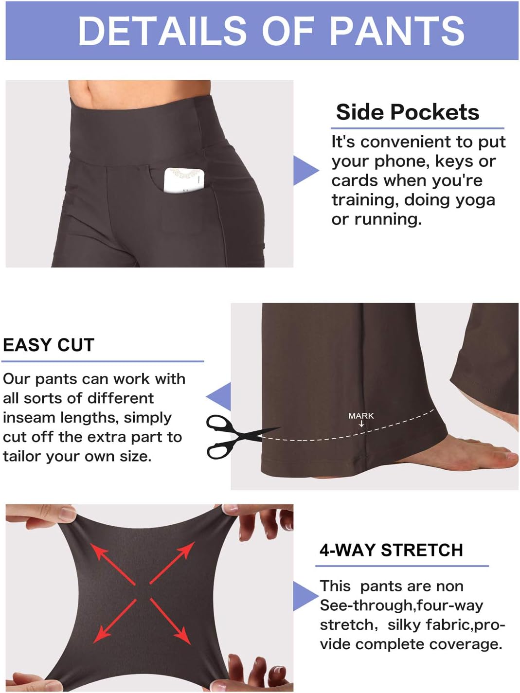nuveti Women's Bootcut Yoga Pants Tummy Control Workout Non See-Through Bootleg Yoga Pants - Image 5