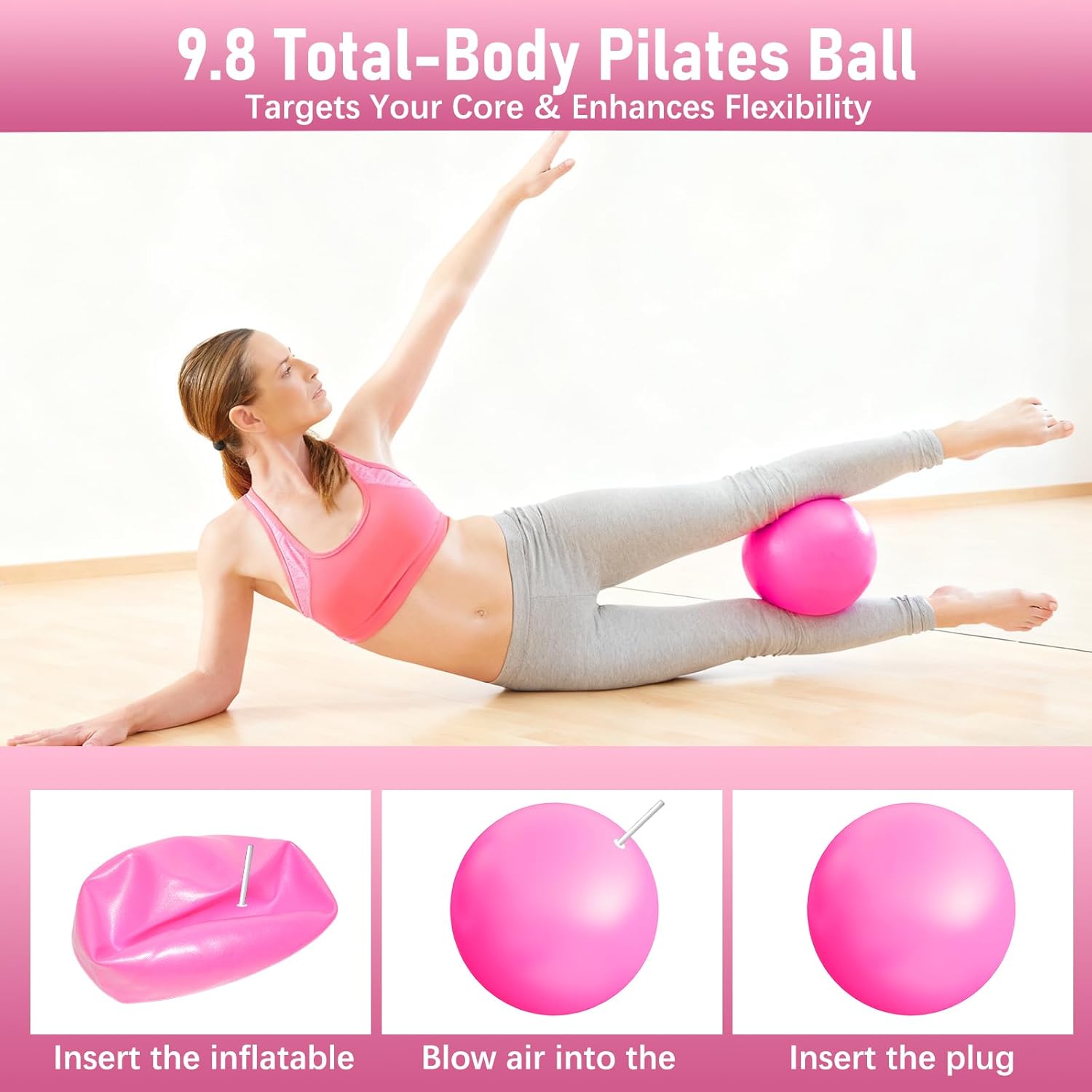 Home Pilates Kit for Women - 12 inch Pilates Ring, 9 inch Ball & Resistance Bands Set, Complete Pilates Equipment with Figure 8 Band, Hip Belt & Accessories for Beginners' Home Workouts - Image 4