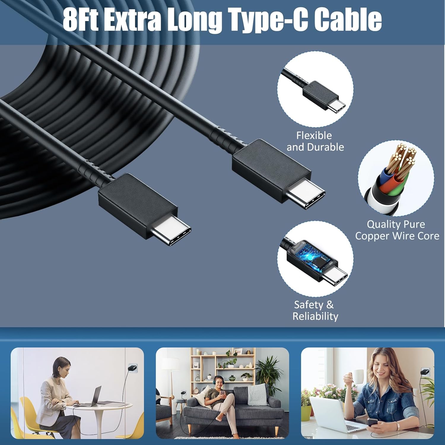 Super Fast Charger Type C,25W USB C Fast Wall Charger Block &8FT Super Long Fast Charging Cable Cord for Samsung Galaxy S26/S25/S25 Ultra/S25+/S24/S24 Ultra/S23/S22/S22 Ultra/S22+/S21/Plus/S20/Note 20 - Image 4