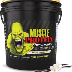COLOSSAL LABS Muscle Whey Protein Flavored Protein Powder, 25,000mg Amino Acids/Serving, Cold Filtered(Packaging May Vary) (12 Pound (Bucket), Vanilla)