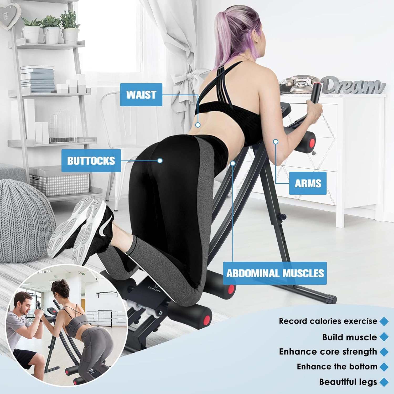 Abdominal Trainers, Adjustable AB Machine at Home or Gym for Core Strength Training, Ab Cruncher Foldable Fitness Gear for Men and Women Exercise &Workout - Image 6