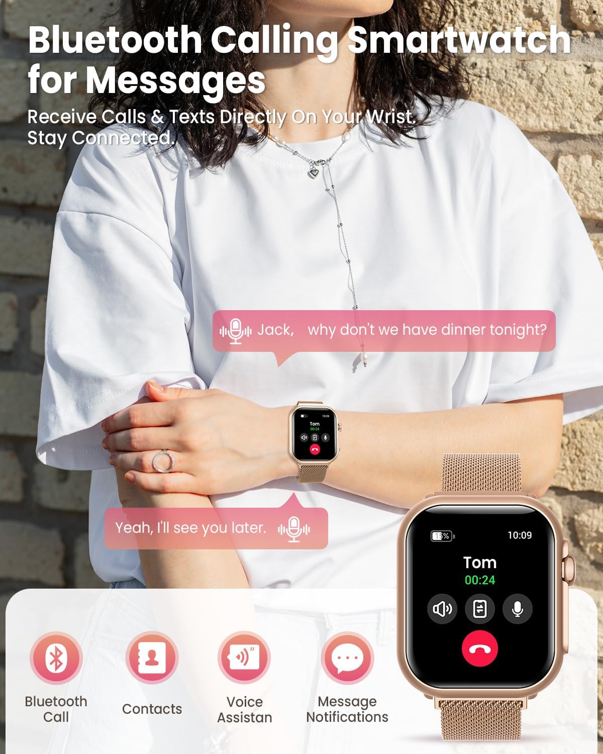Smart Watch for Women for iPhone Android: 1.85" Smart Watch with 30 Days+ Battery Life Make/Recive Call Heart Rate SpO2 Sleep Monitor 120+ Sport IP68 Waterproof Fitness Tracker Watch Pedometer Reloj - Image 3
