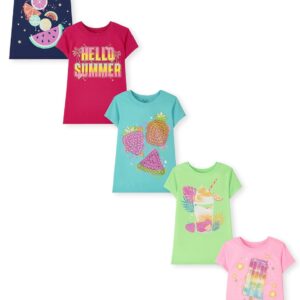 The Children’s Place Girls’ Short Sleeve Graphic T-shirts (5-Pack)