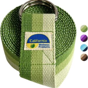 California Yoga Strap | Yoga Belt with Safe Adjustable D-Ring Buckle for Pilates | Stretching Strap | Exercise Bands | Physical Therapy | Improves Sitting Posture