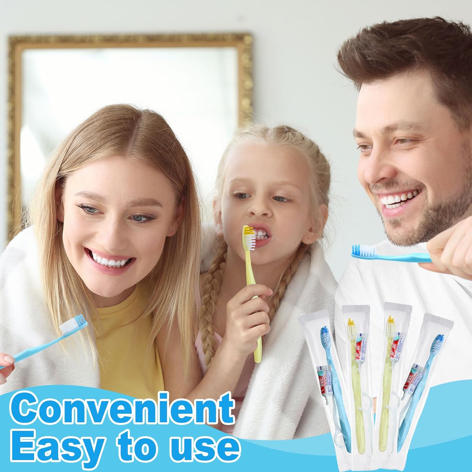 FoldTier 300 Sets Disposable Toothbrushes with Toothpaste and Floss Bulk Individually Wrapped 10g Toothpaste Homeless Hygiene Kit Bulk Homeless Care Package Supply for Travel Shelter (Blue,Pink) - Image 5