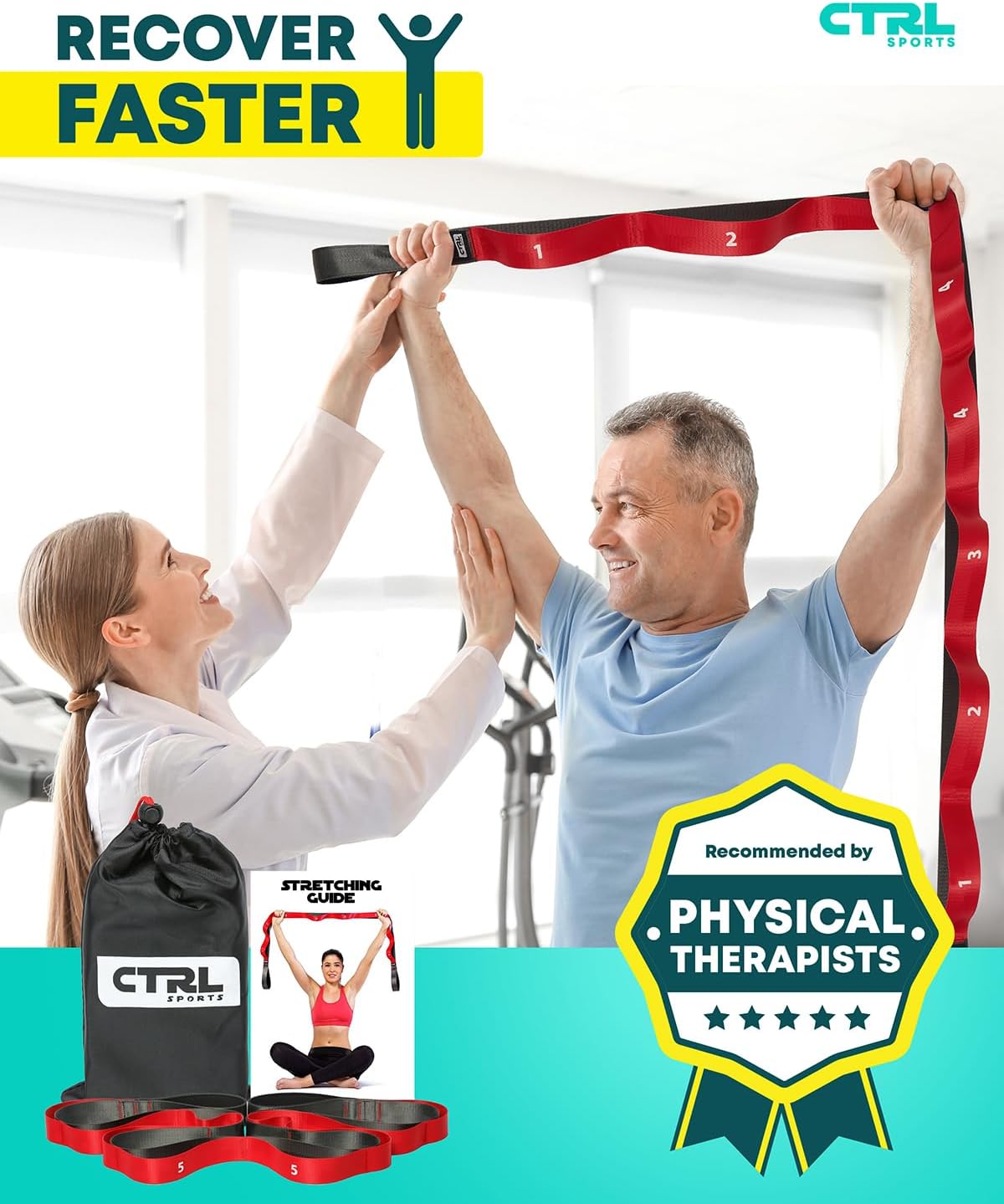 Stretching Strap with Loops - Non Elastic Stretch Band for Physical Therapy, Yoga Strap for Stretching Equipment, Stretch Bands for Exercise and Flexibility - Fascia, Hamstring & Leg Stretcher Belt - Image 7