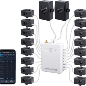 Smart Home Energy Monitor with 16 50A Circuit Level Sensors, Real-Time Power Usage & Electricity Cost Tracking, Ideal for Rental Homes & Shared Apartments, App History, Compatible with Home Assistant