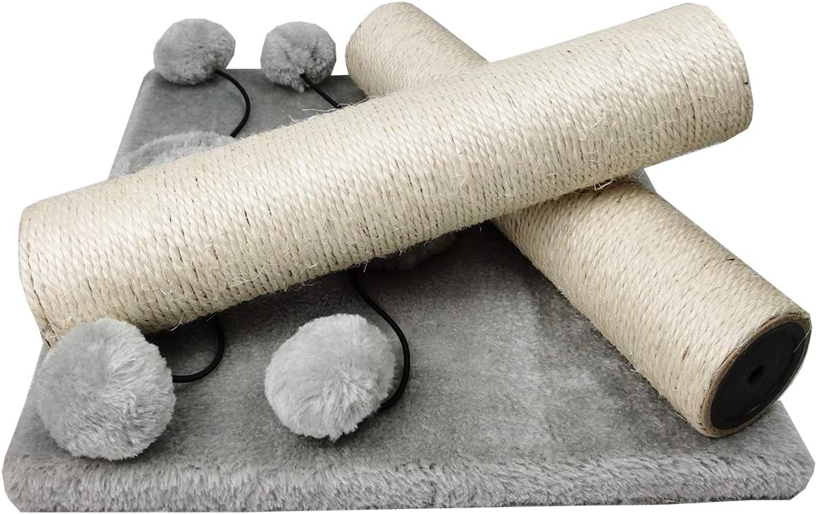 Dimaka 29'' Cat Scratching Post, Natural Sisal Rope Scratcher Post, Kitten Claw Scratch with 4 DanglingToy Balls for Large Cats (Grey) - Image 8