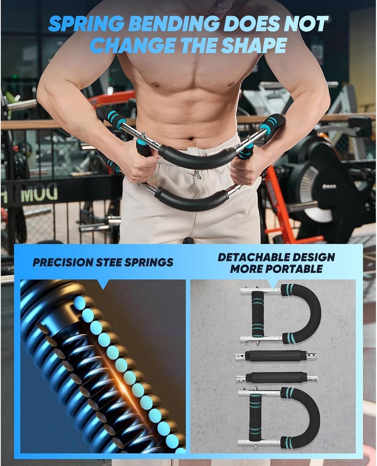 LYKAN Twister Arm Trainer, 40-100lb Adjustable Chest Workout Equipment, Arm Trainer, Twister Arm Trainer, Portable Power Twister Bar, Detachable Design Fitness Anywhere - Image 7
