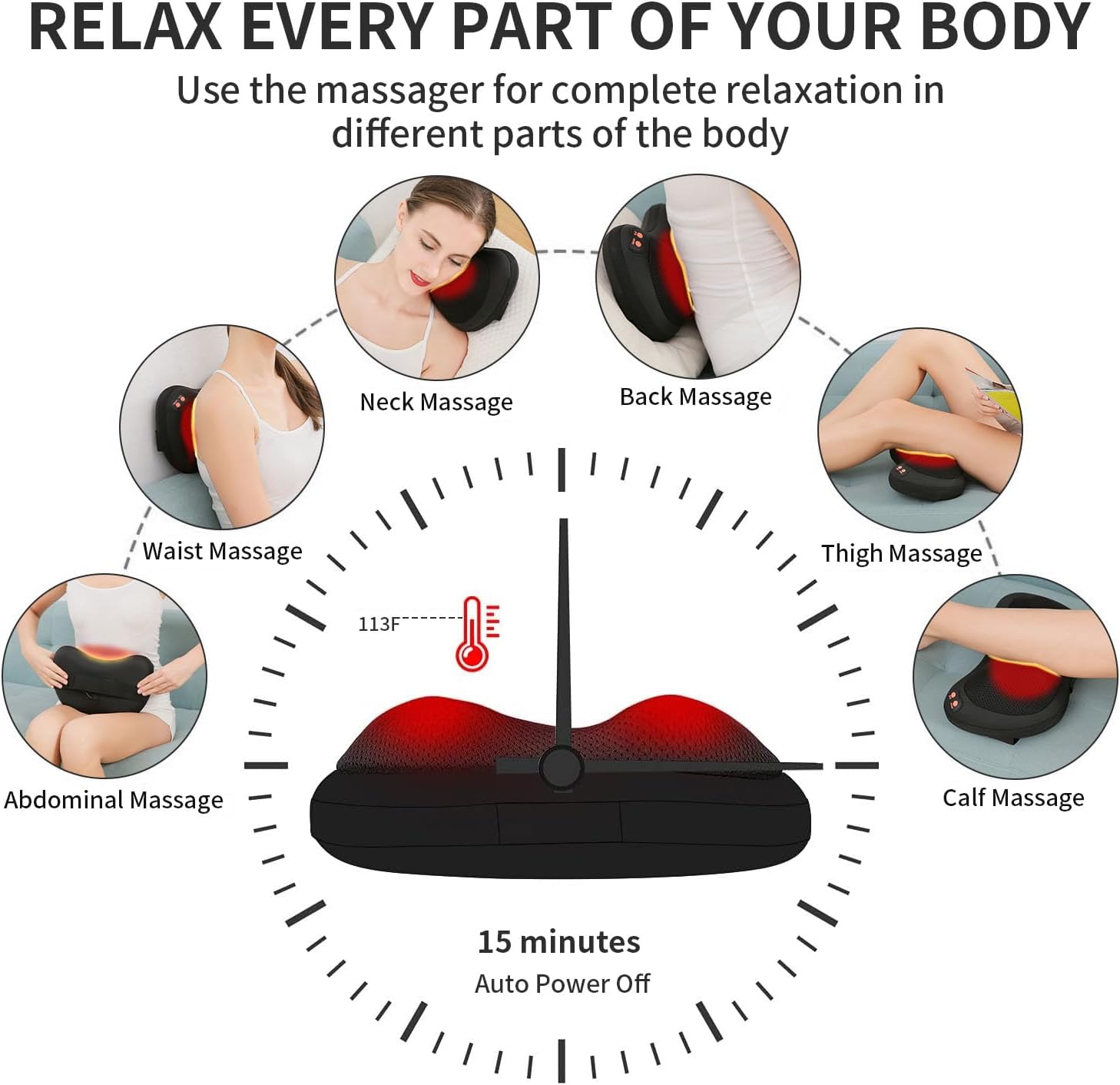 iKristin Back Massager, Shiatsu Neck Massager with Heat, Electric Back Massager for Shoulder, Back, Leg, Deep Tissue Kneading Massage to Relief Muscles, Massage Pillow for Mom/Dad/Women/Men M - Image 3